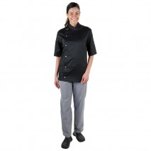 PROCHEF Modern Tunic Chef Jacket Short Sleeve Black Pro