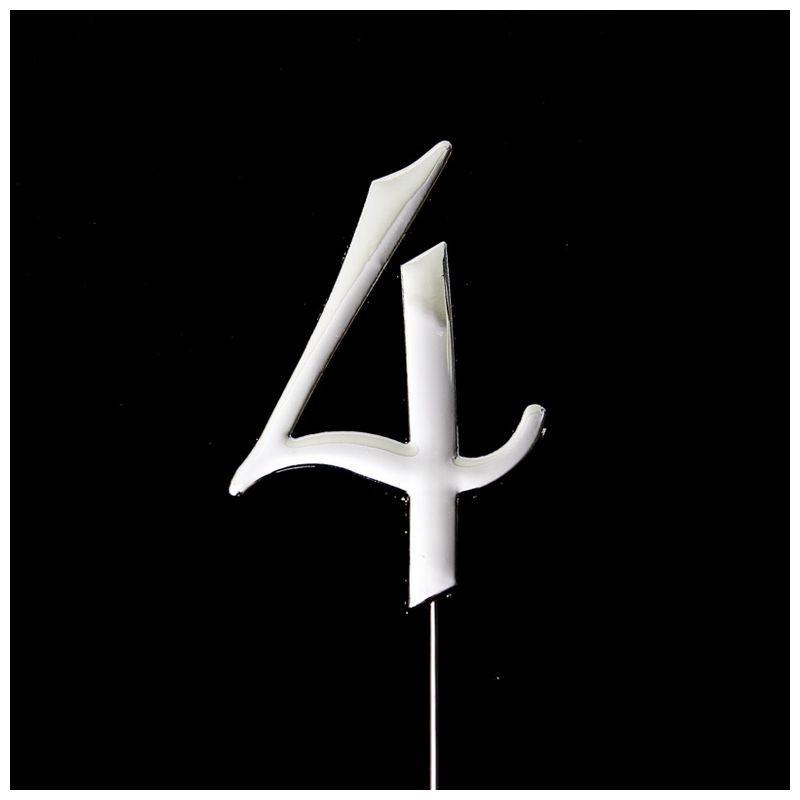 SILVER Cake Topper (7cm) - NUMBER 4 Bake Group,Cooks Plus