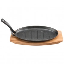 Pyrocast Oval Sizzle Plate with maple tray