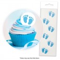 Cake Craft Blue Baby Feet Wafer Toppers