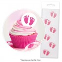 Cake Craft Pink Baby Feet Wafer Toppers