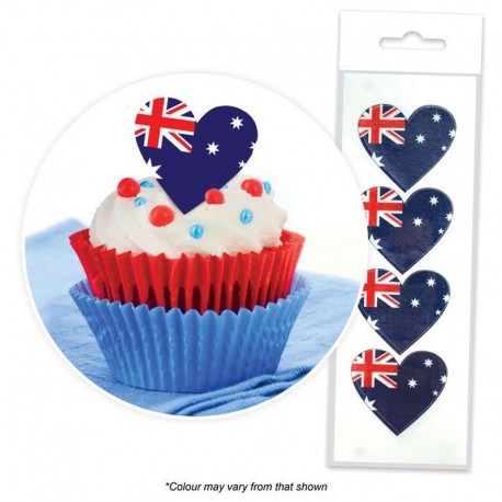 Cake Craft Australian Flag Heart Wafer Toppers