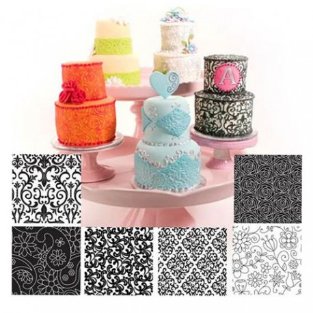 Cake Craft Floral Texture Sheet Set 6 pcs