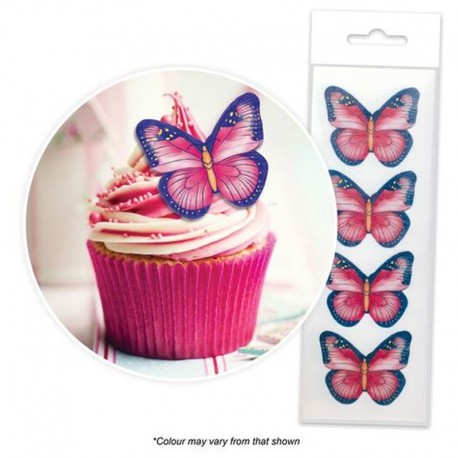 Cake Craft Pink and Purple Butterfly Wafer Toppers 16pc Cake