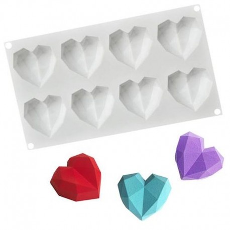 Cake Craft 8 mini 3D Geo Hearts Silicone Mould Cake Craft,Cooks