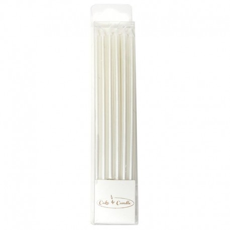 C&C Candle Tall Pearl White 12pk