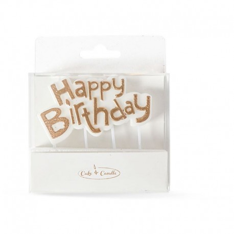 C&C Candle Plaque Happy Birthday Gold