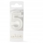 Mini Glitter Candle WHITE - Number 5