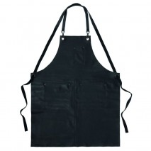 Riley Leather Apron Two Pocket Black