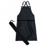 Riley Leather Apron Two Pocket Black