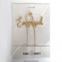 Cake Craft Engaged Cake Topper - Gold