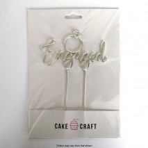 Cake Craft Engaged Cake Topper - Silver