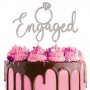 Cake Craft Engaged Cake Topper - Silver