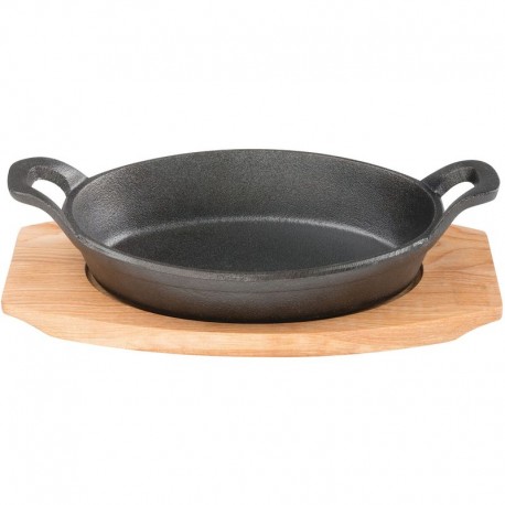 Pyrolux Pyrocast Cast Iron Oval Gratin w Maple Tray 21.7x15cm