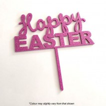 Happy Easter Pink Glitter Acrylic Cake Topper