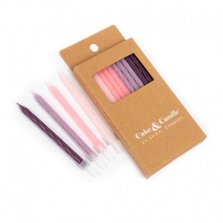 Cake & Candle Pink to Purple Spiral Candles - 8cm - 24 pack