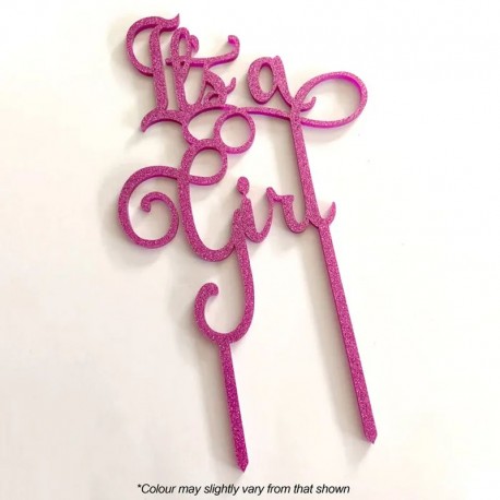 Cake Craft It's a Girl Pink Glitter Acrylic Cake topper