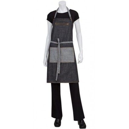 Chef Works Manhattan Bib Apron - Black Denim - AB034 Chef