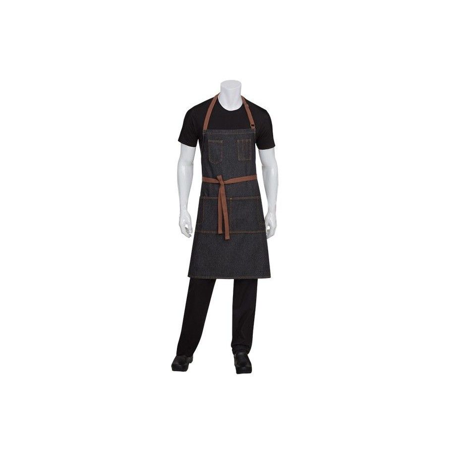 Chef Works Memphis Bib Apron Black Denim - AB035 Chef