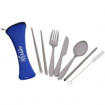 Appetito Travellers Cutley Set - 6 Piece - Blue/Silver