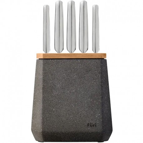 Furi Pro Stone Flint Terrazo Knife Block Set 6pc ,Cooks Plus