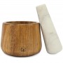 Gabel & Teller Acacia Wood and Marble Mortar and Pestle