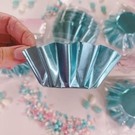 More Cuppies Powder Puff Blue Foil Cupcake Liners 24pk Moreish