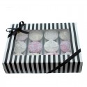 BLACK & WHITE STRIPE Cupcake Box with PVC Window (holds 12 cupcakes)