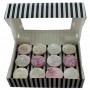 BLACK & WHITE STRIPE Cupcake Box with PVC Window (holds 12