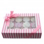 PINK & WHITE STRIPE Cupcake Box with PVC Window (holds 12