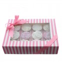 PINK & WHITE STRIPE Cupcake Box with PVC Window (holds 12 cupcakes)