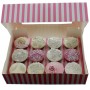 PINK & WHITE STRIPE Cupcake Box with PVC Window (holds 12