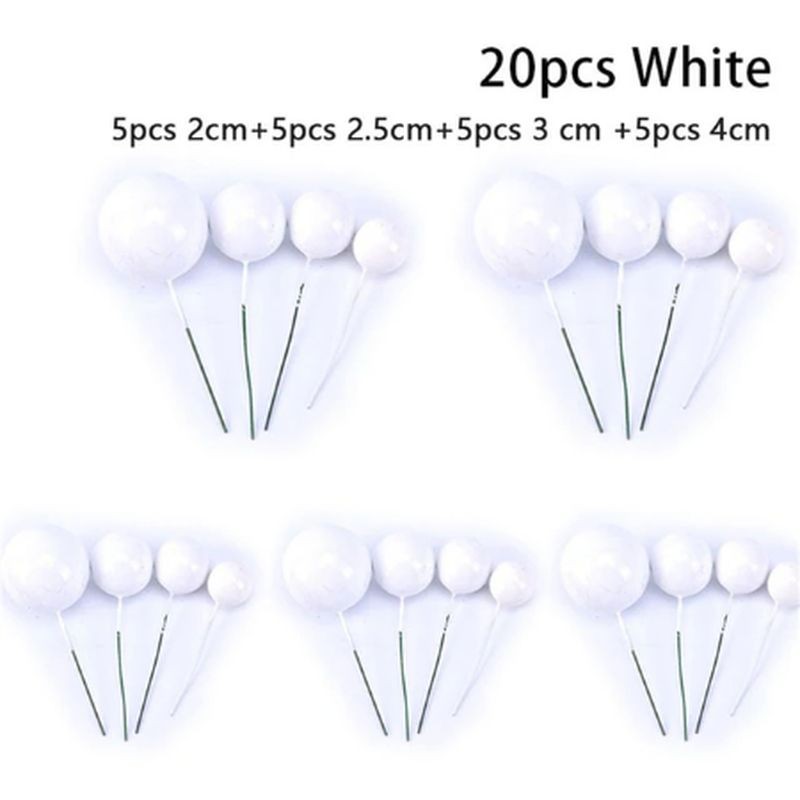 Buy Cake Topper Ball Set Assorted sizes White 20pcs,,Cooks Plus