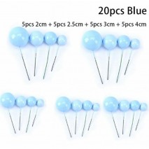 Cake Topper Ball Set Assorted sizes Blue 20pcs