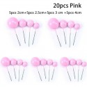 Cake Topper Ball Set Assorted sizes Pink 20pcs