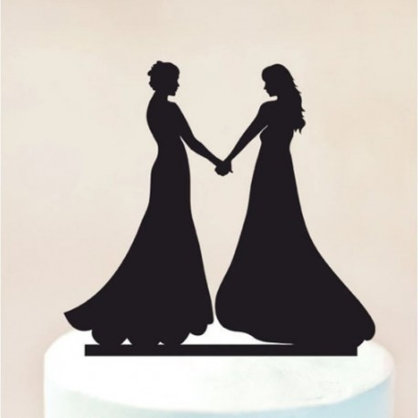 Same Sex Wedding Cake Toppers - Mrs and Mrs Holding Hands