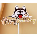 Cake Topper Happy Birthday Dog - Husky