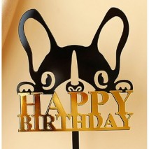 Cake Topper Happy Birthday Dog - French Bulldog