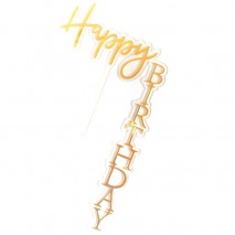 Acrylic Vertical Happy Birthday Cake Topper Gold