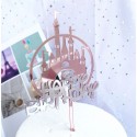 Disney Castle Acrylic Happy Birthday Cake Topper Rose Gold