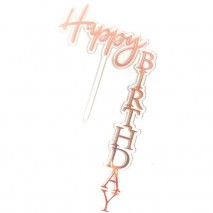 CAcrylic Vertical Happy Birthday Cake Topper Pale Pink