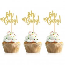 CP  Cupcake Toppers Oh Baby 10pc Gold