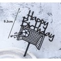 Cake Topper Soccer Happy Birthday Goal Black