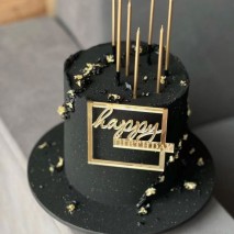 Cake Topper Happy Birthday Square Gold