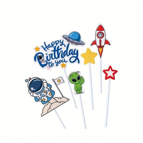 Space Themed Paper Toppers 6pc Unbranded,Cooks Plus