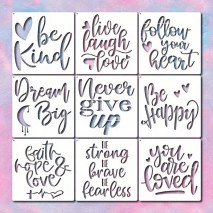 Assorted Inspirational Words Stencil Templates 9pc set