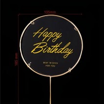 Cake Topper Happy Birthday Round with Clear Acrylic