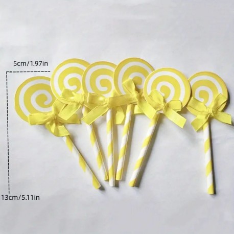 Cake Topper Lollipops 12pc Yellow Unbranded,Cooks Plus