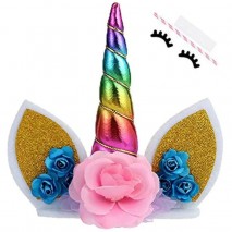 Cake Topper Unicorn Horn/Ears/Flowers 15cm Unbranded,Cooks Plus