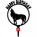 Cake Topper Wolf Happy Birthday Black